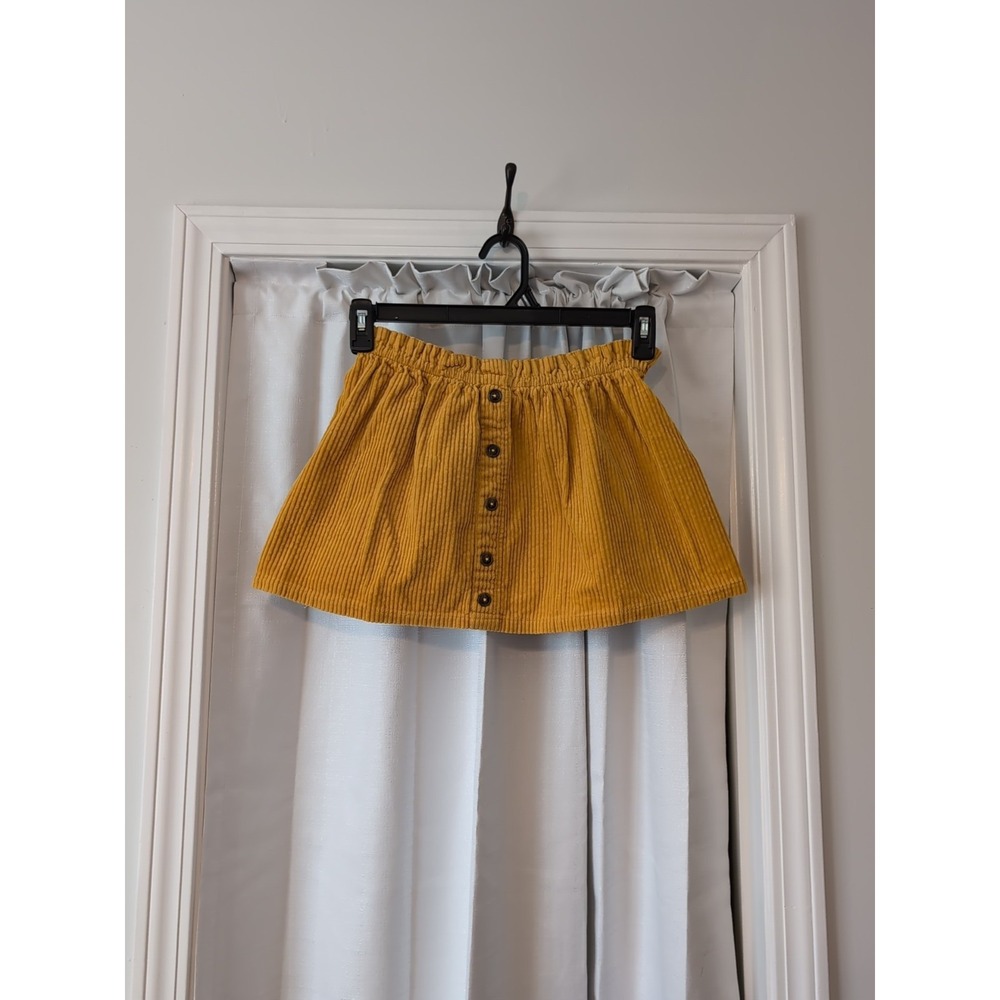 Isaac Mizrahi Girls Cotton Gold Corduroy Skirt Accent‎ Buttons Size 10/12